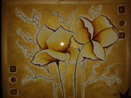 quadro fiori dorati